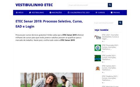 ETEC SENAR 2019 → Processo Seletivo, Curso, EAD e Login