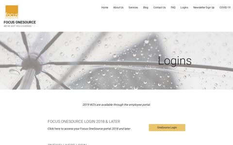 Logins | Focus OneSource Portal | OneWellness Portal