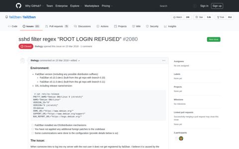 sshd filter regex "ROOT LOGIN REFUSED" · Issue #2080 ...