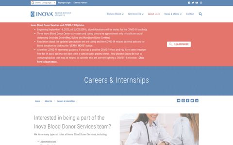 Careers & Internships - Inova Blood Donor Services