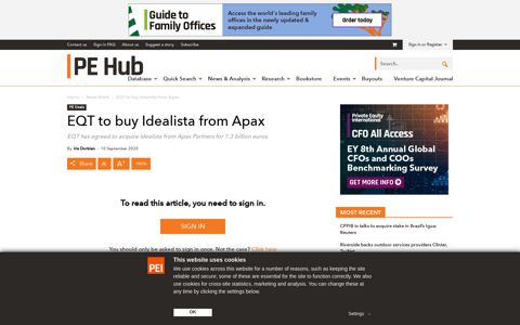 EQT to buy Idealista from Apax | PE Hub