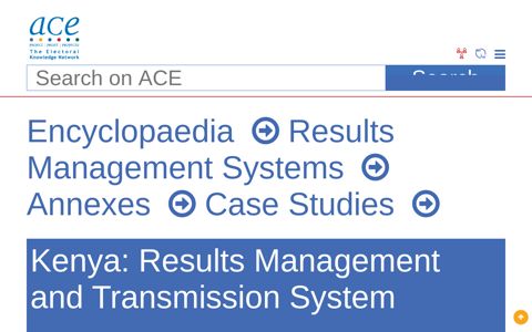 Kenya: Results Management and Transmission System - ACE