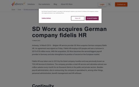 SD Worx acquires German company fidelis HR | SD Worx