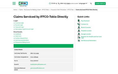 Claims Serviced Directly by IFFCO TOKIO