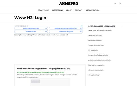 www h2i ✔️ User Back Office Login Panel - helpinghandsintl ...