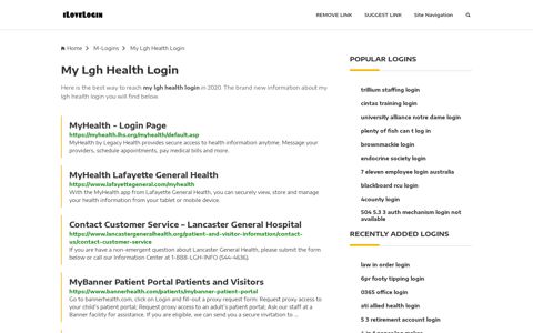 My Lgh Health Login ❤️ One Click Access - iLoveLogin