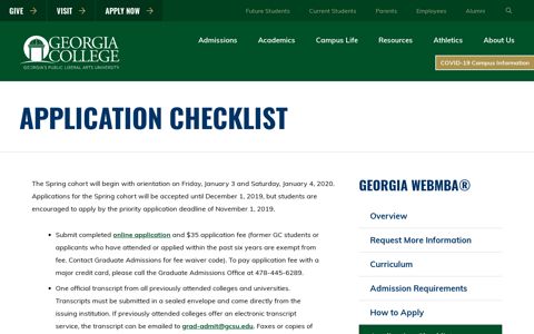 Application Checklist - Georgia WebMBA® | Georgia College ...
