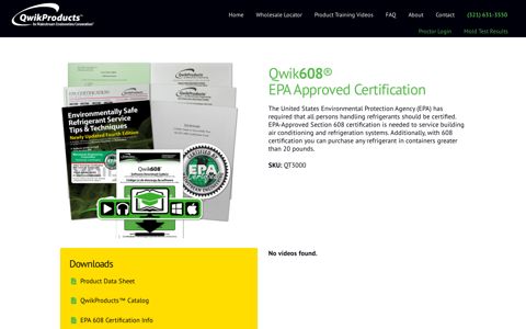 Qwik608®EPA Approved Certification - Qwik.com