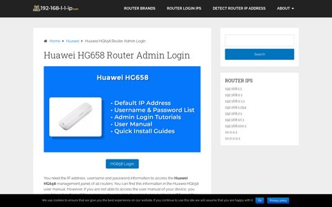 Huawei HG658 Router Admin Login - 192.168.1.1