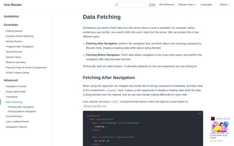 Data Fetching | Vue Router