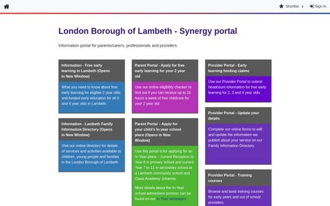 London Borough of Lambeth - Synergy portal