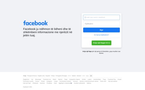 Facebook - Hyr ose Regjistrohu