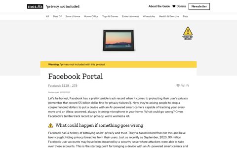 *privacy not included - Facebook Portal - Mozilla Foundation