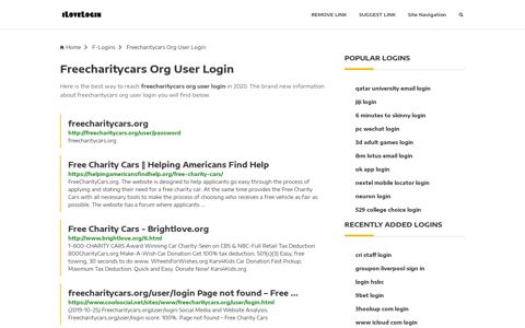 Freecharitycars Org User Login ❤️ One Click Access - iLoveLogin