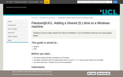 Filestore@UCL: Adding a Shared (S:) drive to a Windows ...