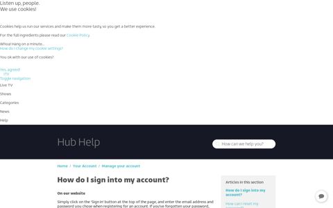 How do I sign into my account? - The ITV Hub Help