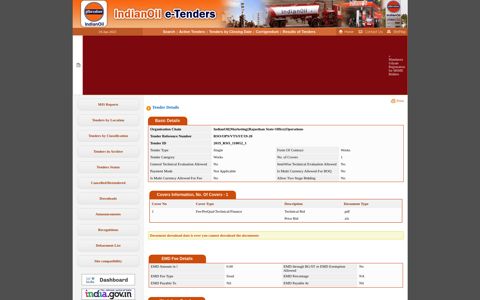 Indian Oil Corporation eProcurement portal - iocl tenders