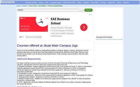 Courses offered at Jkuat Main Campus Juja - Kenyaplex.com