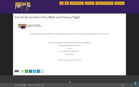 Join Us for our Drive Thru Math and Literacy Night - Madison ...