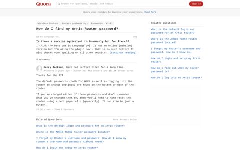 How to find my Arris Router password - Quora
