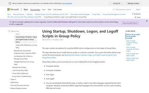 Using Startup, Shutdown, Logon, and Logoff Scripts in Group ...