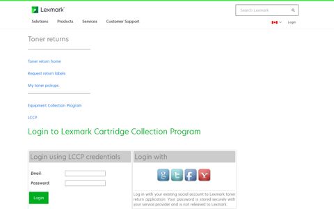 Login to Lexmark Cartridge Collection Program
