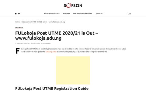 FULokoja Post UTME 2020/21 is Out - www.fulokoja.edu.ng ...