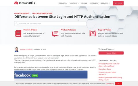 Difference between Site Login and HTTP ... - Acunetix