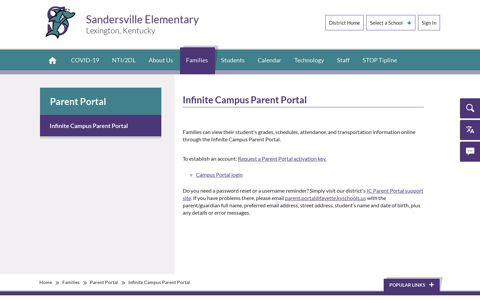 Parent Portal / Infinite Campus Parent Portal - Lexington