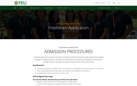 Freshmen Application • Far Eastern University