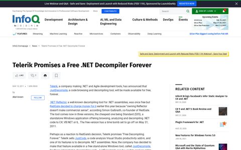 Telerik Promises a Free .NET Decompiler Forever - InfoQ