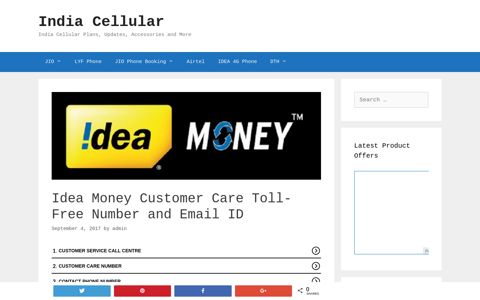 Idea Money Customer Care Toll-Free Number and Email ID ...