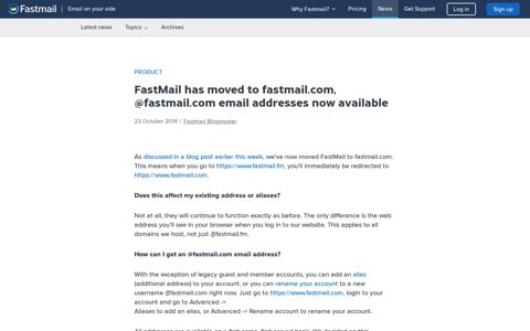 FastMail has moved to fastmail.com, @fastmail.com email ...
