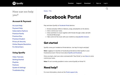 Facebook Portal - Spotify