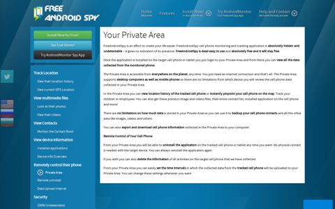 Private Area - Free Android Spy