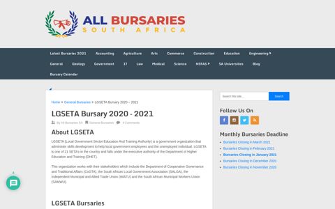 LGSETA Bursary 2020 – 2021 | All Bursaries SA