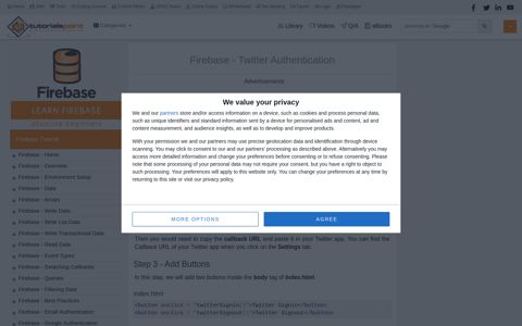 Firebase - Twitter Authentication - Tutorialspoint