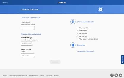 Online Activation - Online Service Center | GEICO