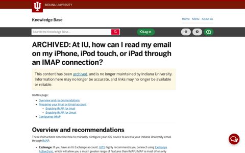 At IU, how can I read my email on my iPhone, iPod touch, or ...