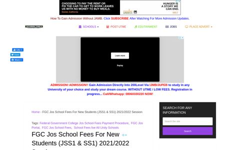 FGC Jos School Fees For New Students (JSS1 & SS1) 2020 ...