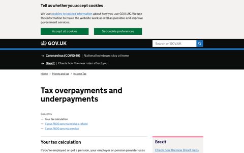 Tax overpayments and underpayments - GOV.UK