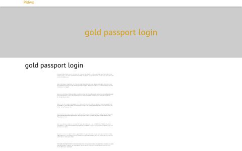 gold passport login – Pidwx