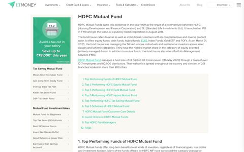 HDFC Mutual Fund: Top HDFC MF Schemes & Fund managers