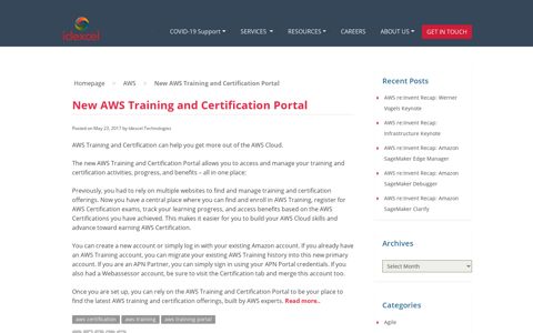 New AWS Training and Certification Portal – Blog | Idexcel