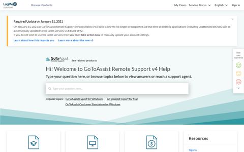 Hi! Welcome to GoToAssist Remote Support v4 Help