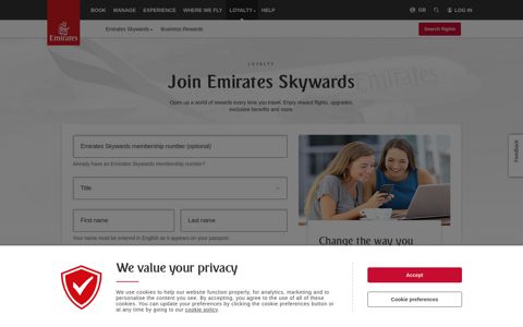 Join Emirates Skywards | Emirates United Kingdom