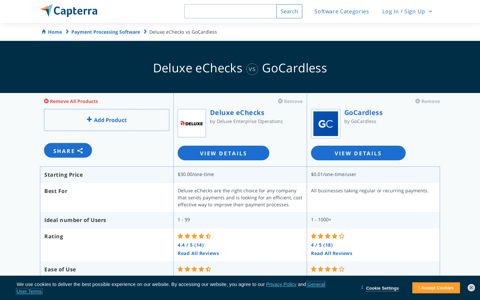 Deluxe eChecks vs GoCardless - 2020 Feature and Pricing ...