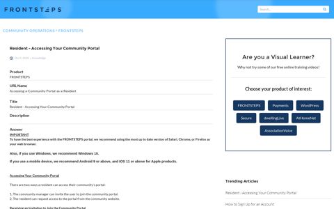 Resident - Accessing Your Community Portal
