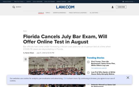 Florida Cancels July Bar Exam, Will Offer Online Test in ...