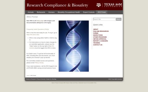 iRIS Portal — Research Compliance and Biosafety
